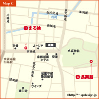 地図：祇園 まる捨　長楽館